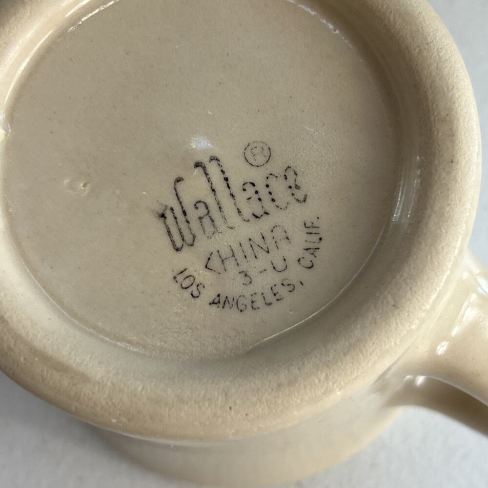 Wallace and Tepco China Coffee Mugs Set of 2 Tan 3.5" Tall Heavy Restaurant Ware - Picture 9 of 15